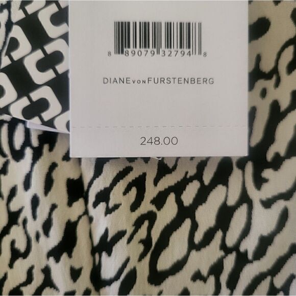 NWT Diane von Furstenberg Black/Wht Snakeskin Print Cap Sleeve Dress XS/0 $248 - Picture 8 of 11